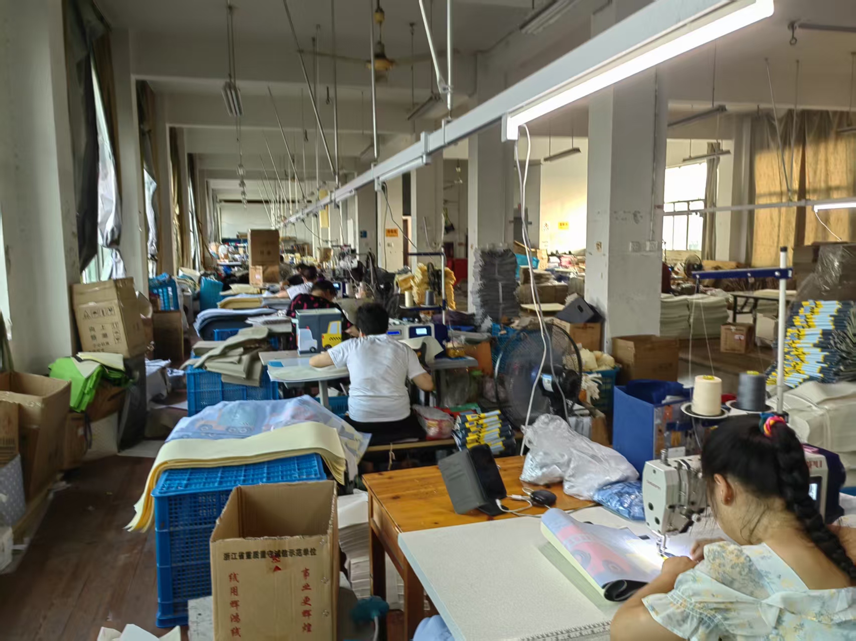 Sewing production line with skilled workers