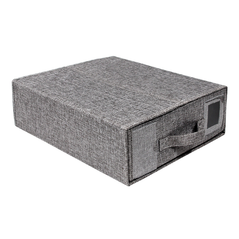 Charcoal gray fabric storage box with lid